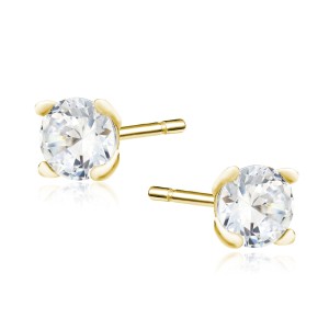 Cercei argint placati cu aur galben cu pietre 5mm DiAmanti 2CO5EG_W-DIA (Argint 925‰ 0,75 g.)